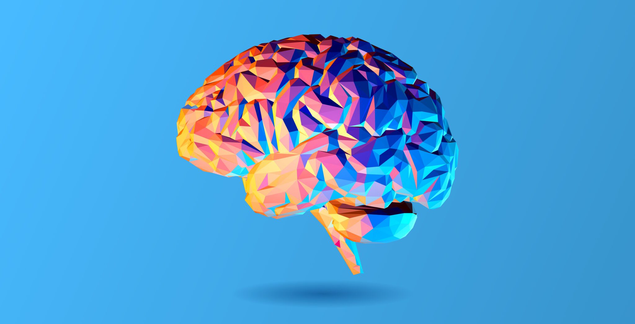 Illustration of human brain against blue background